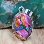 Pink Dahlia Turquoise 925 Sterling Silver Pendant (REXT163-2)