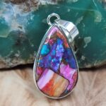 Pink Dahlia Turquoise 1.75" 925 Sterling Silver Pendant (REXT163-3)