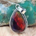 Synthetic Ammolite 1.5" 925 Sterling Silver Pendant (REXT163-99)
