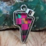 Aurora Opal lighting bolt 1.25" 925 Sterling Silver Pendant (REXT163-101)