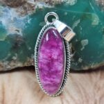 Pink Rainbow Moon Stone 1.5" 925 Sterling Silver Pendant (REXT163-88)