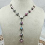 Pink Dahlia Turquoise 925 Sterling Silver Necklace (REXT49-494)