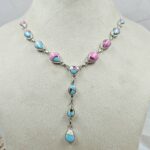 Pink Dahlia Turquoise 925 Sterling Silver Necklace (REXT49-496)