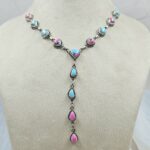 Pink Dahlia Turquoise 925 Sterling Silver Necklace (REXT49-500)