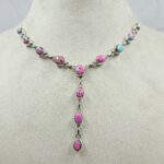 Pink Dahlia Turquoise 925 Sterling Silver Necklace (REXT49-502)