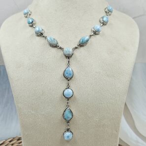 Larimar 925 Sterling Silver Necklace (REXT49-503)