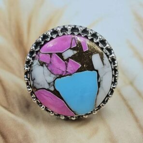 Cotton Candy Turquoise 925 Sterling Silver Ring (REXT22-156)