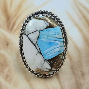 Cotton Candy Turquoise 925 Sterling Silver Ring (REXT22-152)