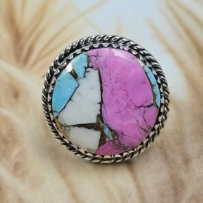 Cotton Candy Turquoise 925 Sterling Silver Ring (REXT22-157)