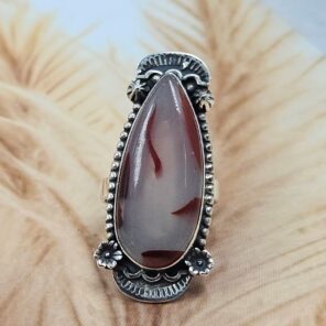 Red Agate Size US 7 925 Sterling Silver Ring (REXT107-70)