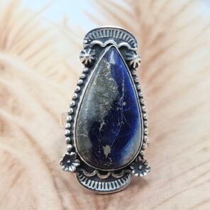 Afghanite Size US 6 925 Sterling Silver Ring (REXT107-71)