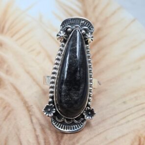 Silver Sheen Obsidian Size US 8 925 Sterling Silver Ring (REXT107-73)