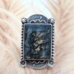 Moss Agate Size US 8 925 Sterling Silver Ring (REXT107-56)
