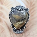Brazilian Tiger Dendritic Size US 6 925 Sterling Silver Ring (REXT107-87)