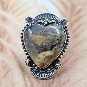 Brazilian Tiger Dendritic Size US 6 925 Sterling Silver Ring (REXT107-87)