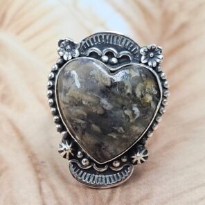 Brazilian Tiger Dendritic Size US 10 925 Sterling Silver Ring (REXT107-88)