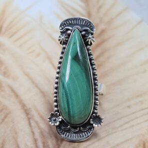 Malachite Size US 6 925 Sterling Silver Ring (REXT107-86)