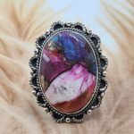Pink Dahlia Turquoise Size US 10 925 Sterling Silver Ring (REXT49-397)