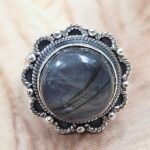 Purple Labradorite Size US 8 925 Sterling Silver Ring (REXT49-417)