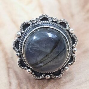 Purple Labradorite Size US 8 925 Sterling Silver Ring (REXT49-417)