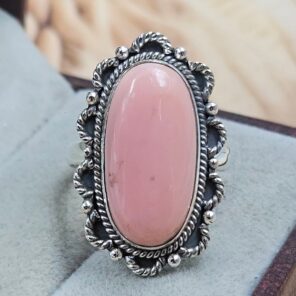 Pink Queen Conch Size US 8 925 Sterling Silver Ring (REXT49-411)