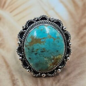 Kingman Turquoise Size US 9 925 Sterling Silver Ring (REXT49-405)