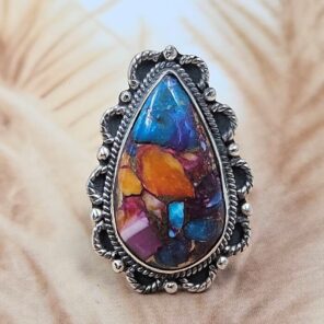 Pink Dahlia Turquoise Size US 6 925 Sterling Silver Ring (REXT49-399)