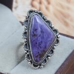 Charoite Size US 9 925 Sterling Silver Ring (REXT49-413)