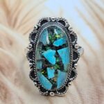Aurora Opal & Mohave Turquoise Size US 8 925 Sterling Silver Ring (REXT49-423)