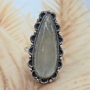 Shungite Size US 10 925 Sterling Silver Ring (REXT49-424)
