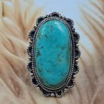Chrysocolla Size US 7 925 Sterling Silver Ring (REXT49-407)