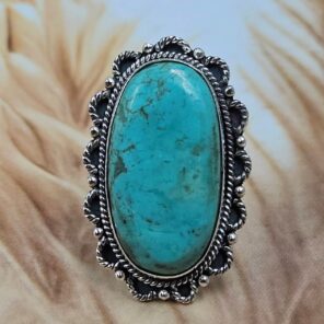 Chrysocolla Size US 7 925 Sterling Silver Ring (REXT49-407)