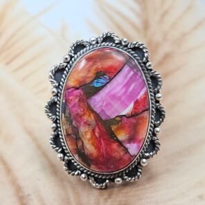 Pink Dahlia Turquoise Size US 9 925 Sterling Silver Ring (REXT49-401)