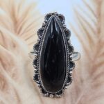 Black Onyx Size US 11 925 Sterling Silver Ring (REXT49-430)