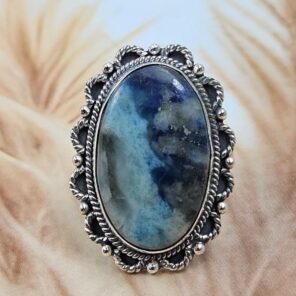 Afghanite Size US 9 925 Sterling Silver Ring (REXT49-431)