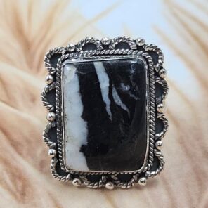 Zebra Jasper Size US 9 925 Sterling Silver Ring (REXT49-410)