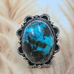 Chrysocolla Size US 8 925 Sterling Silver Ring (REXT49-434)