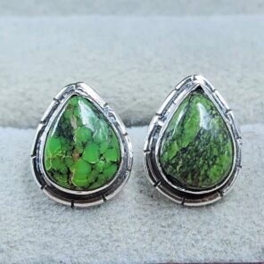 Yungai Green Turquoise 0.5" 925 Sterling Silver Stud Earrings (REXT59-66)