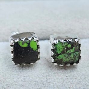 Yungai Green Turquoise 0.3" 925 Sterling Silver Stud Earrings (REXT59-67)