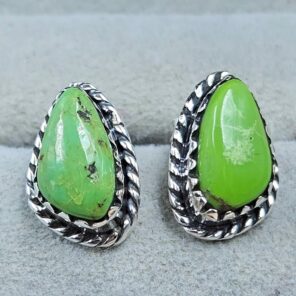 Yungai Green Turquoise 0.5" 925 Sterling Silver Stud Earrings (REXT59-68)