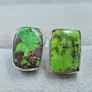 Yungai Green Turquoise 0.5" 925 Sterling Silver Stud Earrings (REXT59-71)