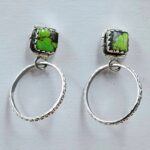 Yungai Green Turquoise 1.25" 925 Sterling Silver Hoop Earrings (REXT59-75)