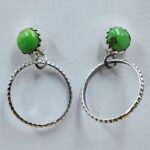 Yungai Green Turquoise 1.25" 925 Sterling Silver Hoop Earrings (REXT59-80)