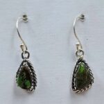 Green Turquoise 1" 925 Sterling Silver Hoop Earrings (REXT62-321)