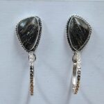 Black Jack Turquoise 1.25" 925 Sterling Silver Hoop Earrings (REXT62-331)