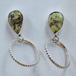 Black Jack Turquoise 1.25" 925 Sterling Silver Hoop Earrings (REXT62-332)