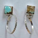 Mine 8 Turquoise 1.25" 925 Sterling Silver Hoop Earrings (REXT62-301)