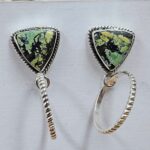 Black Jack Turquoise 1.25" 925 Sterling Silver Hoop Earrings (REXT62-330)