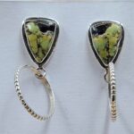 Black Jack Turquoise 1.25" 925 Sterling Silver Hoop Earrings (REXT62-325)