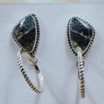 Black Jack Turquoise 1.25" 925 Sterling Silver Hoop Earrings (REXT62-329)